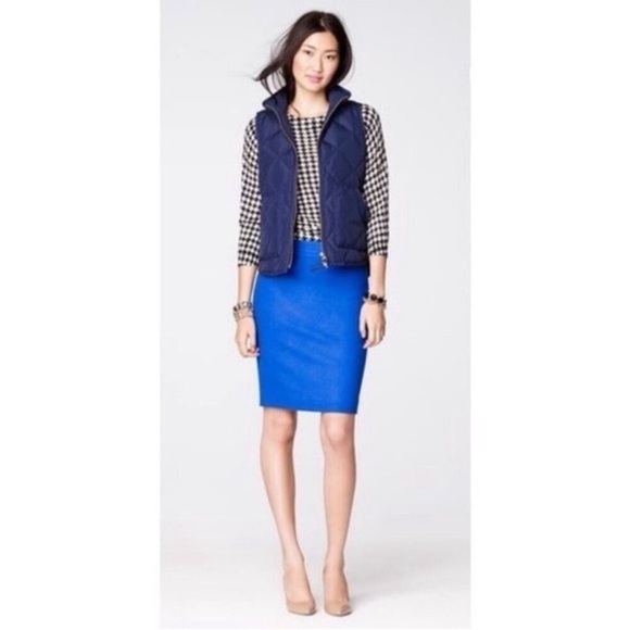 J. Crew Royal Blue Wool Straight Pencil Skirt Knee Length Size 4 Small NWT - Picture 4 of 11